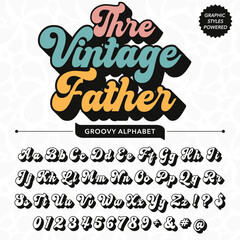 Abstract black and white the vintage father Script Retro Font template