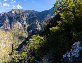 The Guadalupe Mountain Range Above McKittrick Canyon on The Notch Trail, McKittrick Canyon, Guadalupe Mountains National Park, Texas, USA
