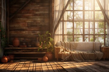 Fototapeta premium Rustic kitchen interior background