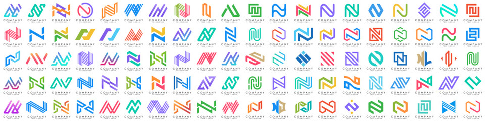 collection abstract letter N logo design. modern logotype N design with colorful. vector illustration