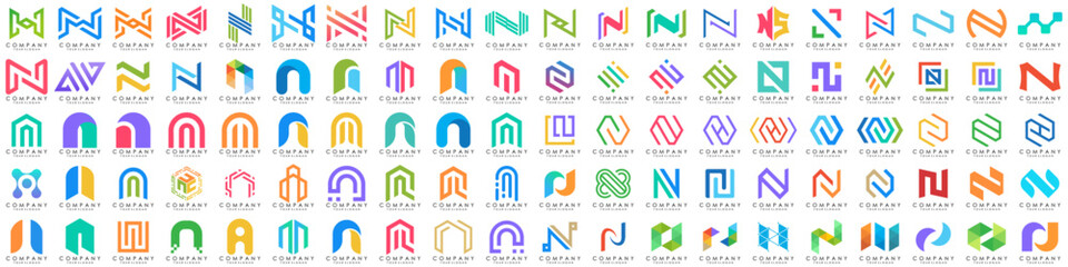 collection abstract letter N logo design. modern logotype N design with colorful. vector illustration