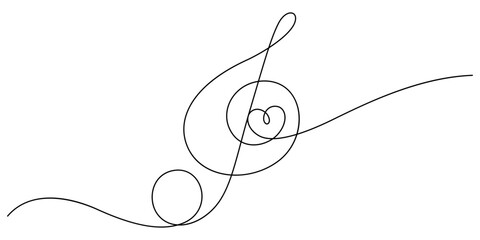 music lover concept with music notes and heart shape in one line - obrazy, fototapety, plakaty