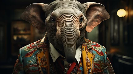 Gordijnen カラフルなスーツを着た象 © shin project