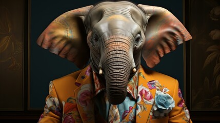 カラフルなスーツを着た象 - obrazy, fototapety, plakaty