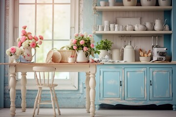 Shabby chic kitchen interior background