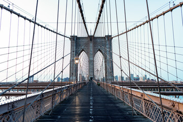 bridge spanning the East River between the boroughs of Manhattan and Brooklyn. brooklyn bridge of...