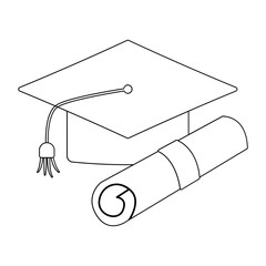 Toga Hat line art illustration. Vector illustration with education theme. Back to school.