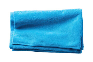 Blue towel isolated on white background, top view - obrazy, fototapety, plakaty