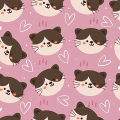 seamless pattern cartoon cats. cute animal wallpaper illustration for gift wrap paper