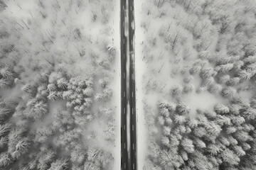 Snow on the road in winter