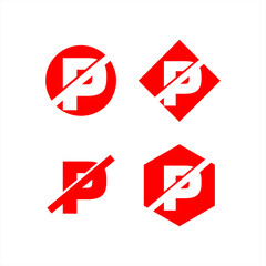 no parking logo design, no parking p sign, p letter, vector, symbol, icon
