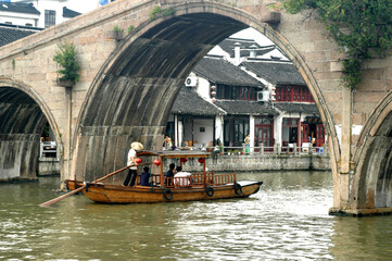Zhujiajiao Ancient Town, Qingpu, Shanghai, China, is a famous historical and cultural town in...