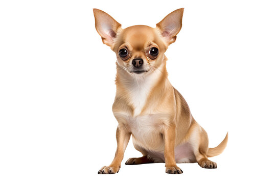 Chihuahua sitting, 2 years old, isolated on white