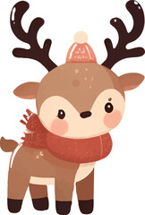 christmas reindeer. Merry Christmas watercolors cute reindeer on white background