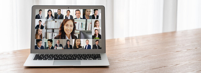 Business people on video conference for modish virtual group meeting of corprate business office...