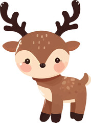 christmas reindeer. Merry Christmas watercolors cute reindeer on white background