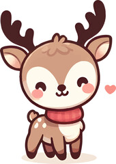 Obraz premium christmas reindeer. Merry Christmas watercolors cute reindeer on white background