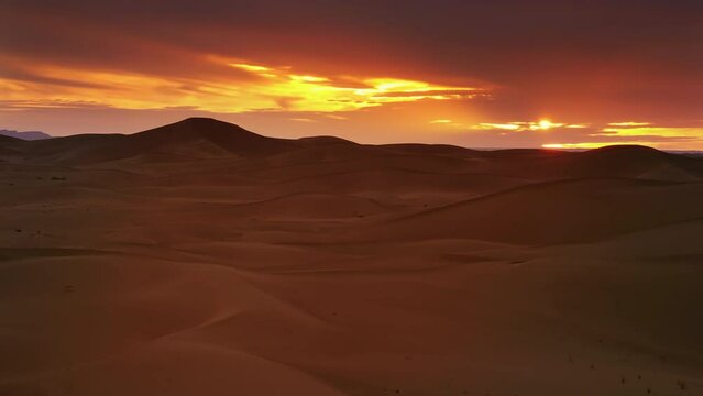 Beatiful landscape in Sahara desert at sunset, timelapse 4k