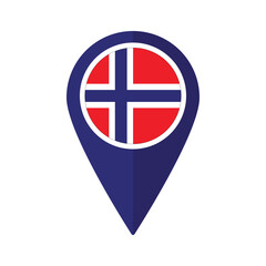 Flag of Norway flag on map pinpoint icon isolated blue color