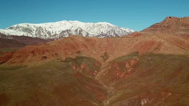 Aerial view of Atlas Mountains landscape in Morocco, Africa