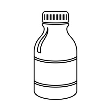Pill bottle or medicine bottle line drawing icon in vector