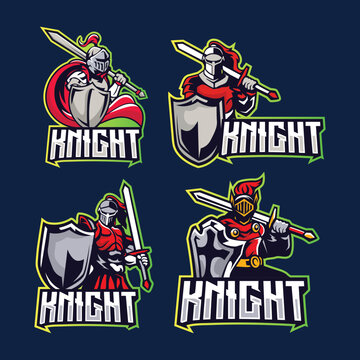 Exclusive knight e-sport logo template. Warrior medieval style logo design vector. © Guavanaboy