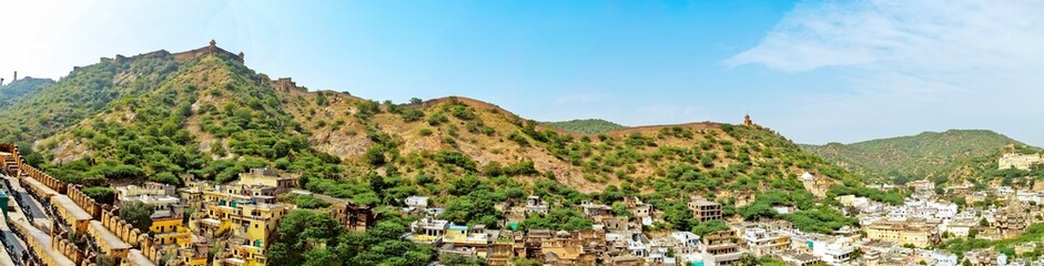 Fototapeta na wymiar Panoramic view from Amer Fort,Jaipur Rajasthan,India