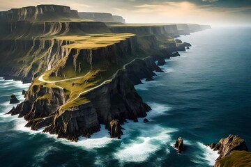 cliffs overlooking a wild and untamed stretch of coastline