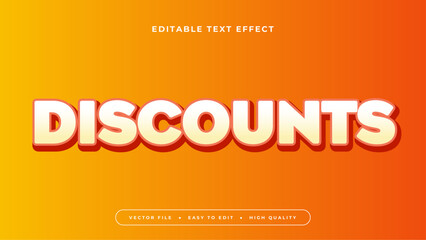 Editable text effect. White discount text on gradient orange background.