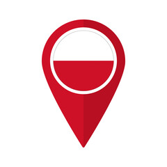 Flag of Poland flag on map pinpoint icon isolated red color