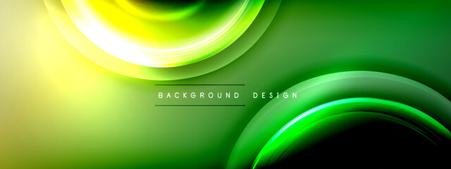 Circles lines and bubbles on bright glowing effect gradient with light and shadow effects. Dynamic interplay of light, shadow and depth. Futuristic and rhythmic technology design