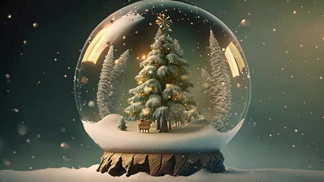 christmas tree inside a crystal ball. Created with generative AI.	
