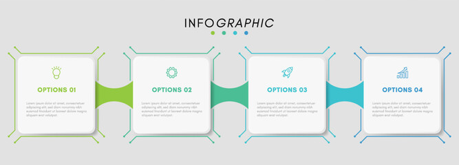 Business infographic design element and 4 number options or steps.