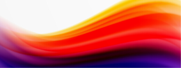 Rainbow color silk blurred wavy line background on white, luxuriously vibrant visually captivating backdrop. Stunning blend of colors reminiscent of rainbow, silky and gracefully blurred wavy pattern