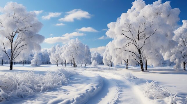 View Over Field Snow Covered Trees , Wallpaper Pictures, Background Hd