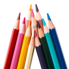 Fototapeta premium Color pencils isolated on white background, PNG, 300 DPI 