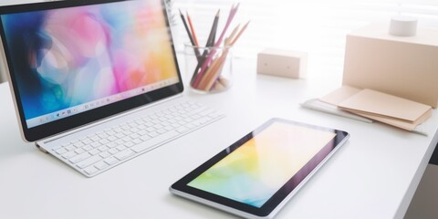Fototapeta premium Workspace with digital tablet
