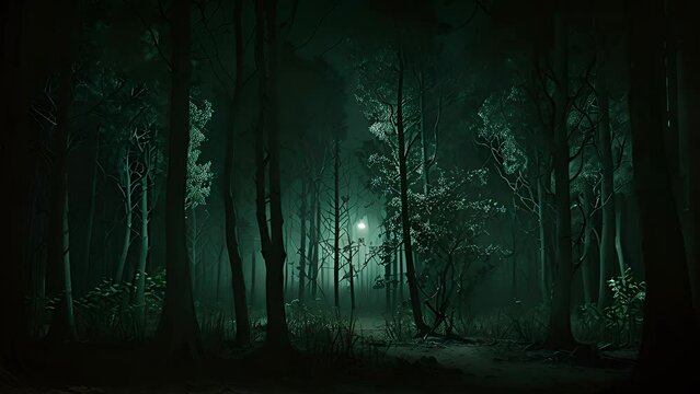 forest at night with a big moon. Created with Generative AI.	
