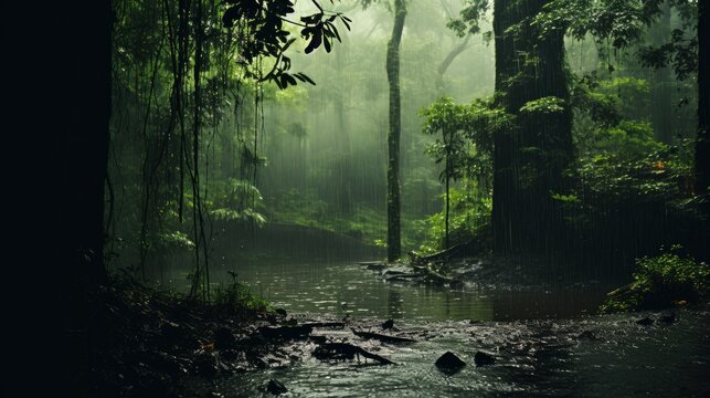 Rain Heavy Park Raining Forest Woods , Wallpaper Pictures, Background Hd