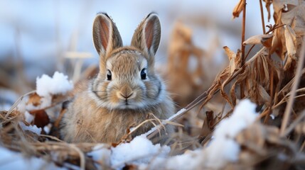 Snow Dusted Desert Cottontail Rabbit Sylvilagus , Wallpaper Pictures, Background Hd