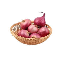 onions in a basket isolate on white