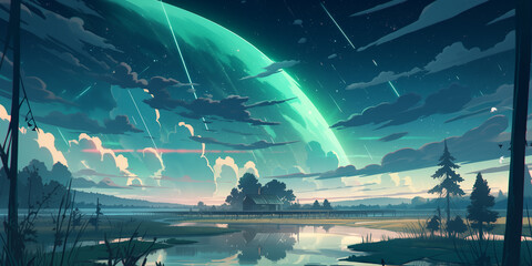 sunset anime blue giant planet imagination 