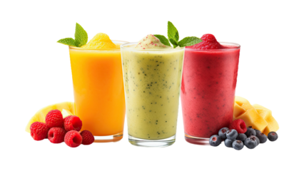 Fruit smoothies - isolated on white