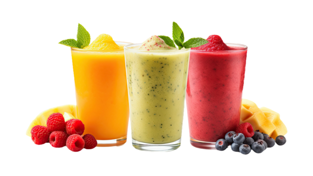 Fruit smoothies - isolated on white
