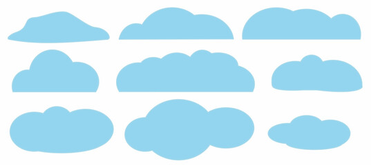 A set of cartoon clouds. Flat style design. Vector illustration. Isolated on a white background.