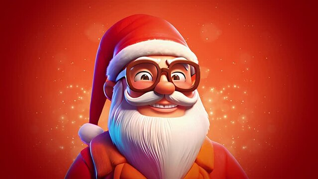 Cute happy santa claus with glasses in cartoon style. Created with Generative AI.	
