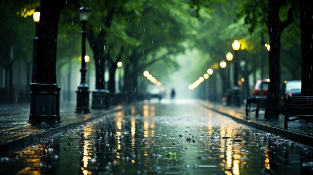 Heavy Rain Tree Parking , Wallpaper Pictures, Background Hd
