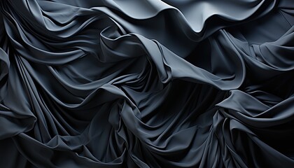 Dynamic Black Silky Fabric in Motion - obrazy, fototapety, plakaty