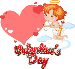 Cute Angel Cartoon Character Holding Heart Arrow