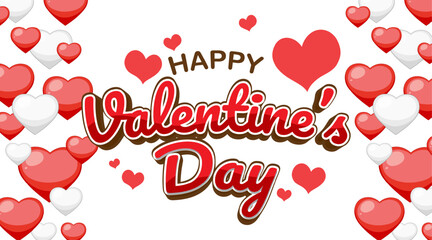 Happy Valentine's Day Text Banner with Heart Background